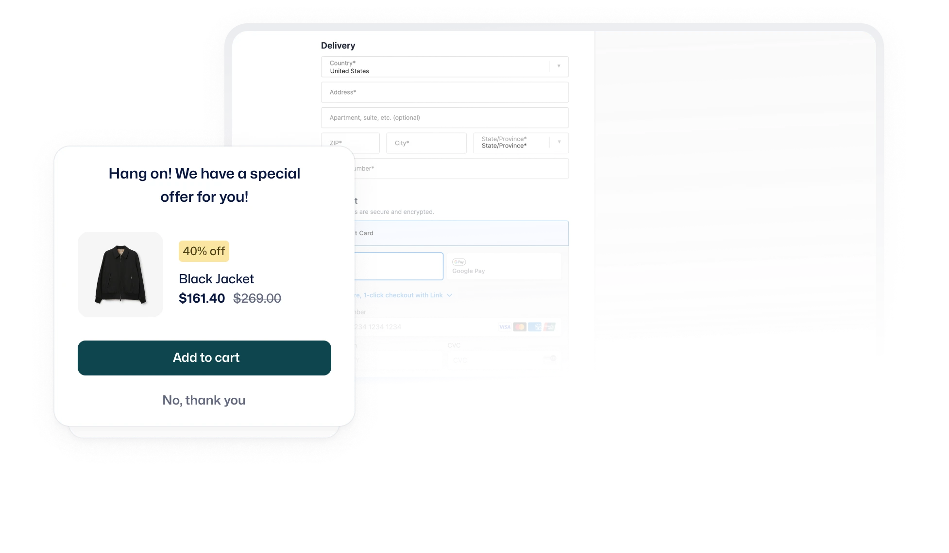 a special offer of increased order at checkout in cartpanda