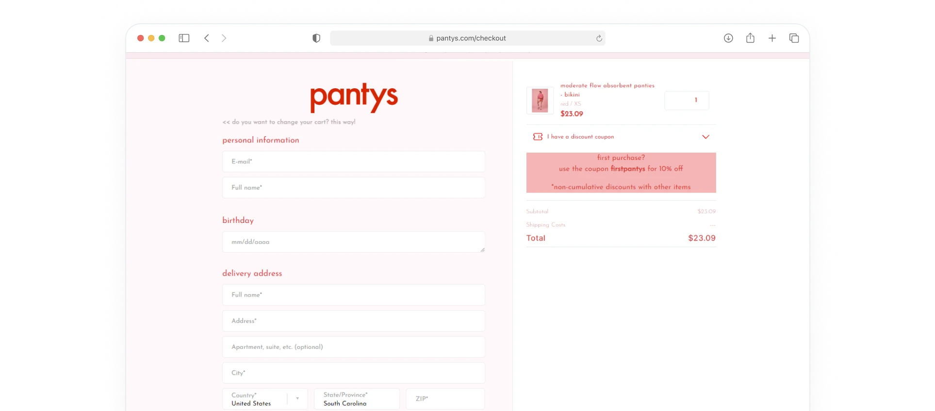 Pantys checkout