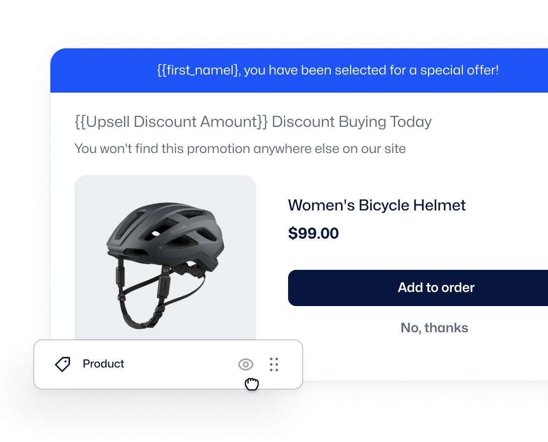 Personal upsell offer editor available on cartpanda